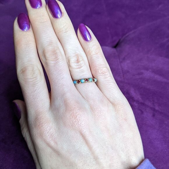 garnet and turquoise eternity band - Picture 3 of 5